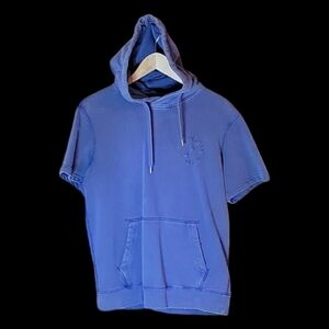Men's American Eagle Pullover Short Sleeve Hoodie Blue, Distressed, Size: Small
